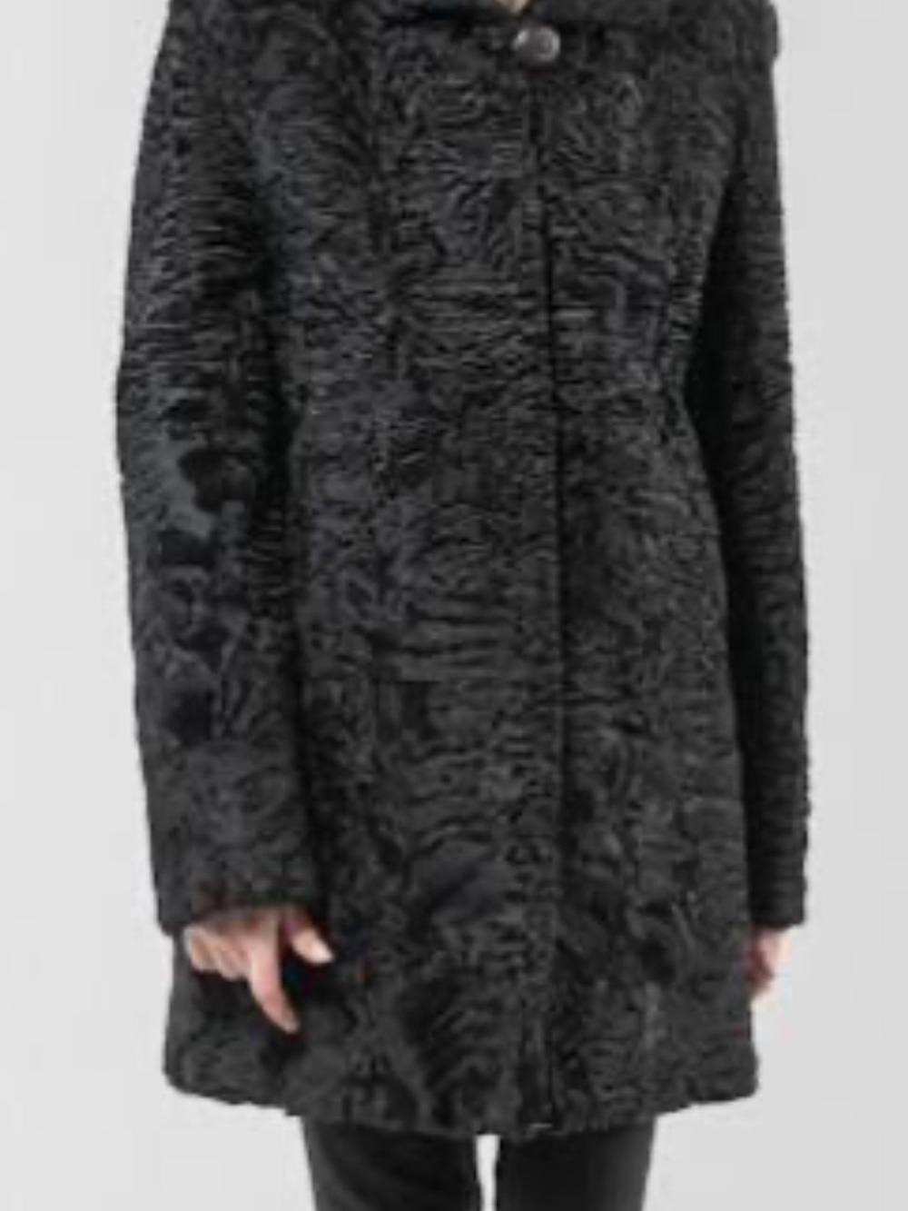 Women's Black Textured Faux Fur Jacket